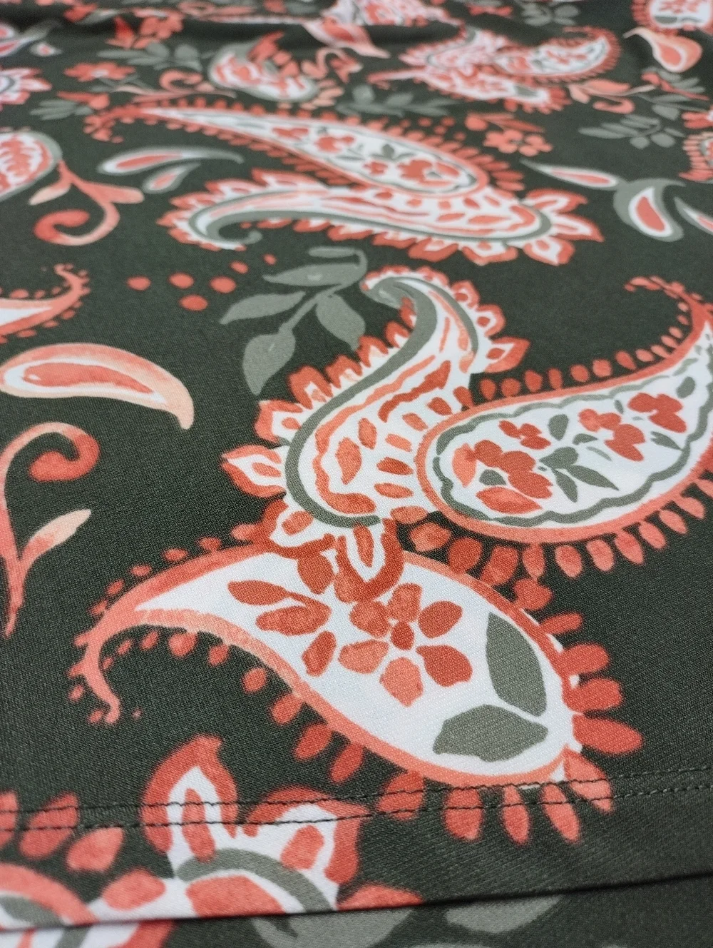 NWT Allison Daley Petites PM Green Orange Paisley V-Neck Ruffle Sleeve Blouse - Picture 6 of 8